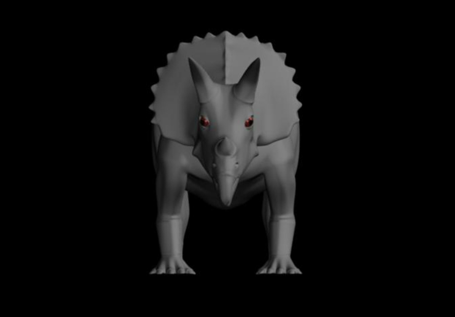 Frontal render of 3D triceratops