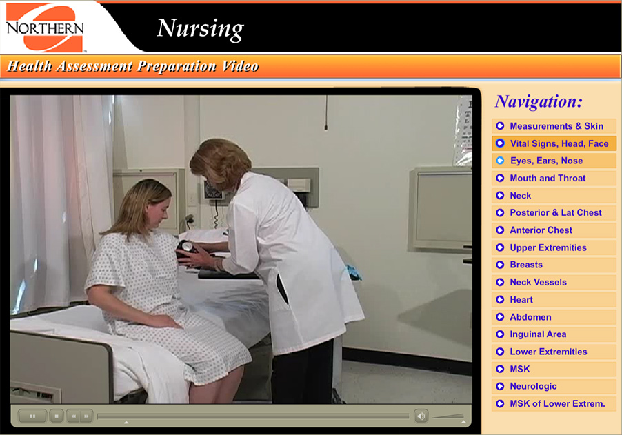 nurse placing blood pressure cuff on upper arm of patient.