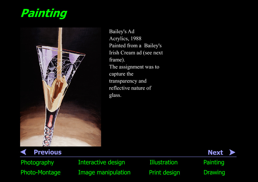 Painting of a photograph of Bailey's Irish Cream being poured into a glass