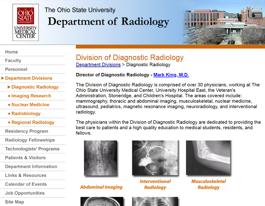 OSU Department of Radiology's divisions