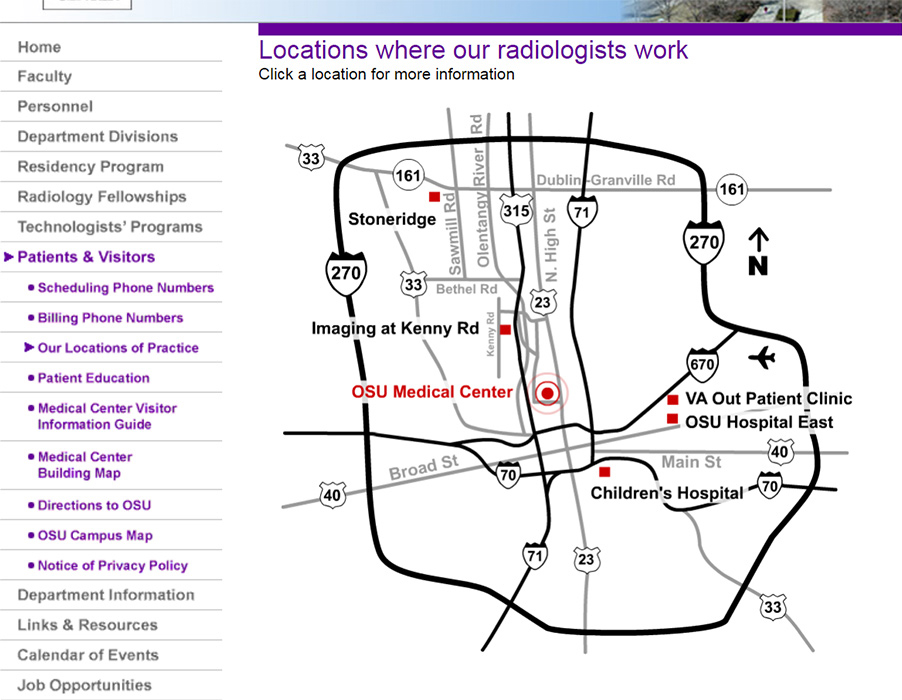 OSU Department of Radiology's Locations