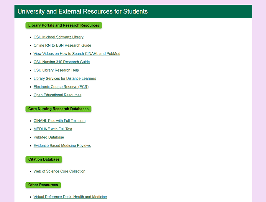 Screen capture of the desktop layout in a simple responsive page for Blackboard Learn