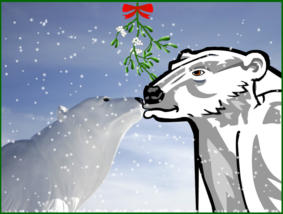 ONU Holiday Card animated capture of polar bears kissing